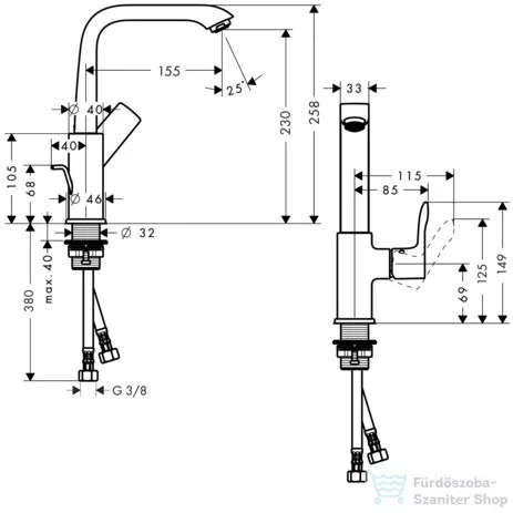 Hansgrohe METRIS egykaros mosdócsaptelep króm 31087