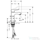 Hansgrohe METRIS egykaros mosdó csaptelep 100 DN15, kézmosóhoz, automata leeresztővel, króm 31088000