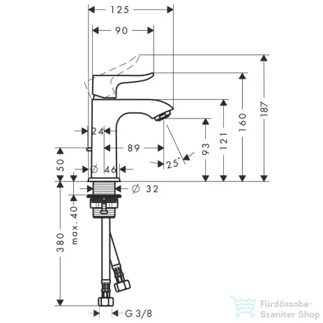 Hansgrohe METRIS egykaros mosdó csaptelep 100 DN15, kézmosóhoz, automata leeresztővel, króm 31088000