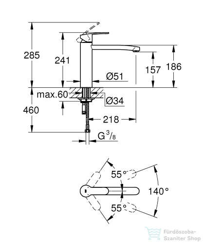 Grohe EUROSTYLE COSMOPOLITAN EGYKAROS MOSOGATÓCSAP 1/2? króm 31124002