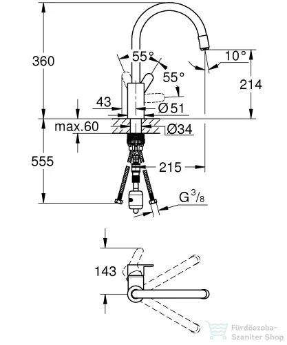Grohe EUROSTYLE COSMOPOLITAN EGYKAROS MOSOGATÓCSAP 1/2? króm 31126004