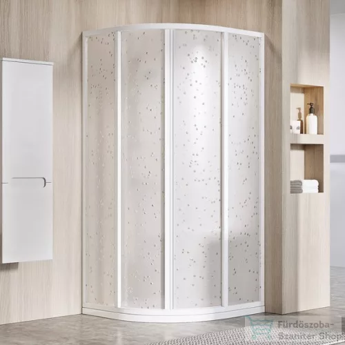 Ravak SUPERNOVA SKCP4-80 80x80x195 cm-es negyedköríves tolóajtós zuhanykabin,Fehér+Pearl 3114O10211