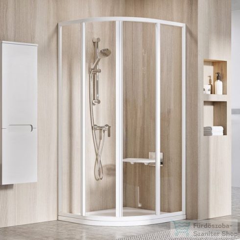 Ravak SUPERNOVA SKCP4-80 80x80x195 cm-es negyedköríves tolóajtós zuhanykabin,Fehér+Transparent 3114O102Z1
