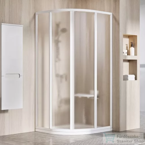 Ravak SUPERNOVA SKCP4-80 80x80x195 cm-es negyedköríves tolóajtós zuhanykabin,Fehér+Grape 3114O102ZG