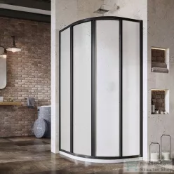   Ravak SUPERNOVA SKCP4-80 80x80x195 cm-es negyedköríves tolóajtós zuhanykabin,Fekete+Pearl 3114O30211