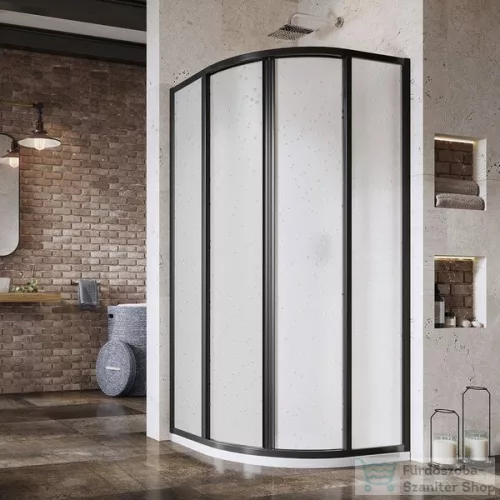 Ravak SUPERNOVA SKCP4-80 80x80x195 cm-es negyedköríves tolóajtós zuhanykabin,Fekete+Pearl 3114O30211