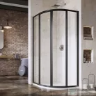 Ravak SUPERNOVA SKCP4-80 80x80x195 cm-es negyedköríves tolóajtós zuhanykabin,Fekete+Transparent 3114O302Z1