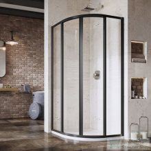   Ravak SUPERNOVA SKCP4-80 80x80x195 cm-es negyedköríves tolóajtós zuhanykabin,Fekete+Transparent 3114O302Z1