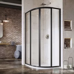   Ravak SUPERNOVA SKCP4-80 80x80x195 cm-es negyedköríves tolóajtós zuhanykabin,Fekete+Transparent 3114O302Z1