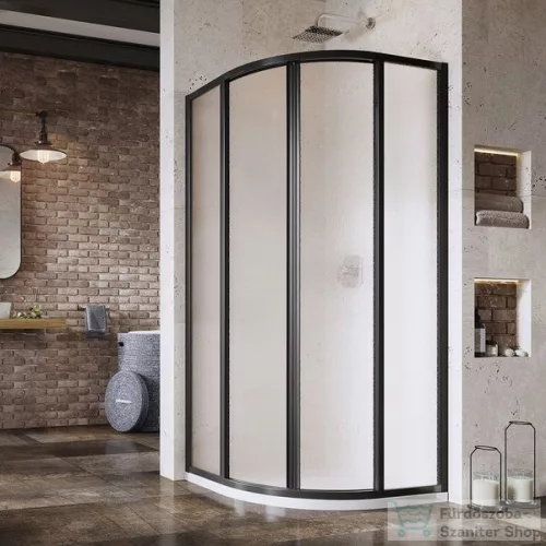 Ravak SUPERNOVA SKCP4-80 80x80x195 cm-es negyedköríves tolóajtós zuhanykabin,Fekete+Grape 3114O302ZG