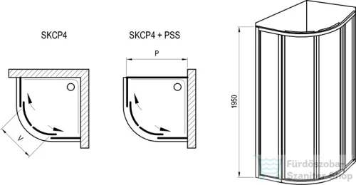 Ravak SUPERNOVA SKCP4-80 80x80x195 cm-es negyedköríves tolóajtós zuhanykabin,Fekete+Grape 3114O302ZG
