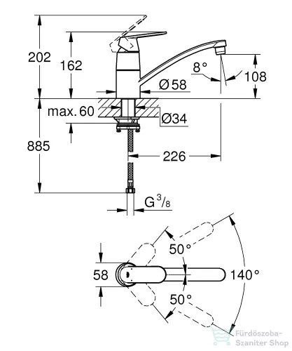 Grohe EUROSMART COSMOPOLITAN EGYKAROS MOSOGATÓCSAP 1/2? króm 31170000