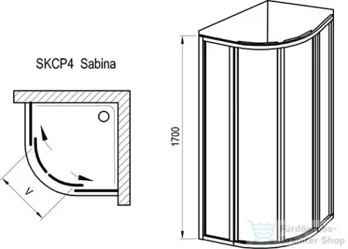 Ravak SUPERNOVA SKCP4-90 Sabina 90x90x170 cm-es negyedköríves tolóajtós zuhanykabin,Fehér+Pearl 31177V10011