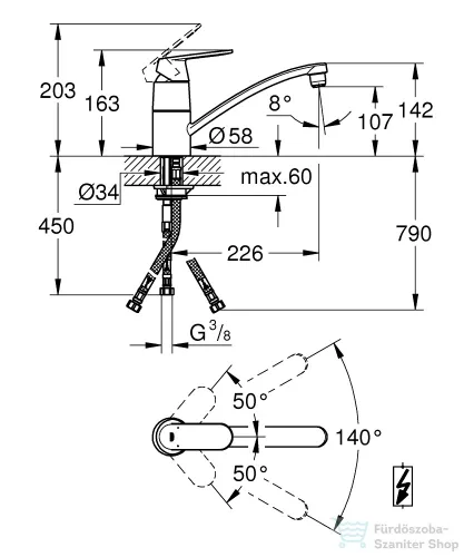 Grohe EUROSMART COSMOPOLITAN EGYKAROS MOSOGATÓCSAP 1/2? króm 31179000
