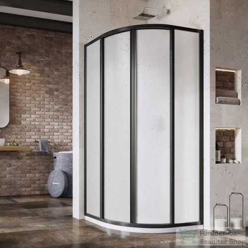 Ravak SUPERNOVA SKCP4-90 90x90x195 cm-es negyedköríves tolóajtós zuhanykabin,Fekete+Pearl 3117O30211
