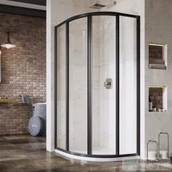   Ravak Supernova SKCP4 négyelemes, negyedköríves tolórendszerű zuhanykabin fekete+Transparent üveg 3117O302Z1