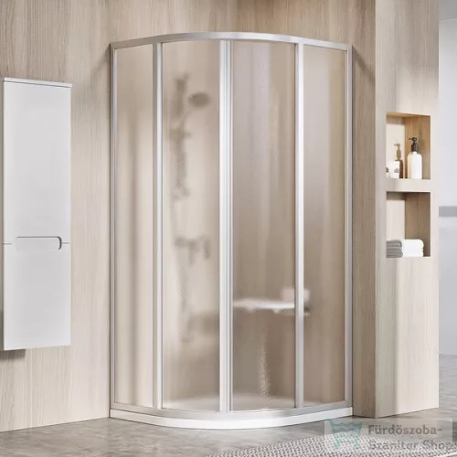 Ravak SUPERNOVA SKCP4-90 90x90x195 cm-es negyedköríves tolóajtós zuhanykabin,Szatén+Grape 3117OU02ZG