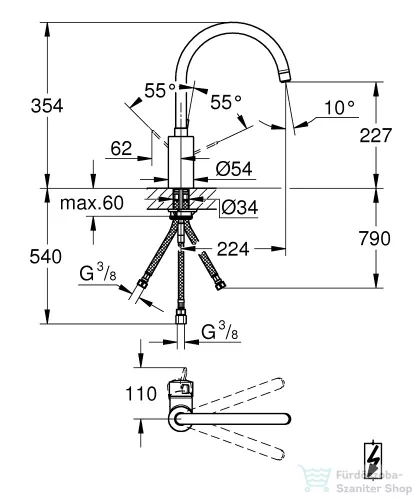 Grohe EUROSMART COSMOPOLITAN EGYKAROS MOSOGATÓCSAP 1/2? króm 31180000