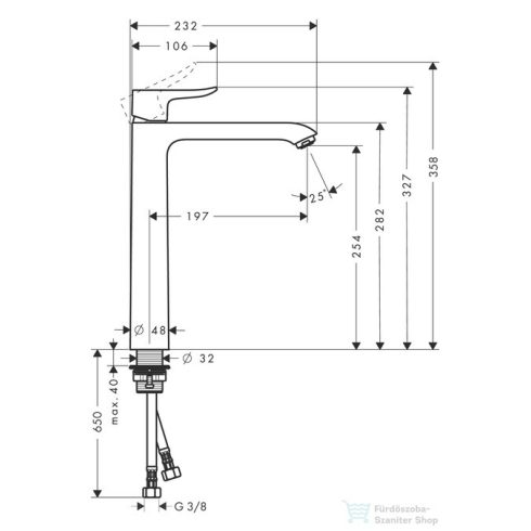 Hansgrohe METRIS magasított mosdócsaptelep króm 31184000