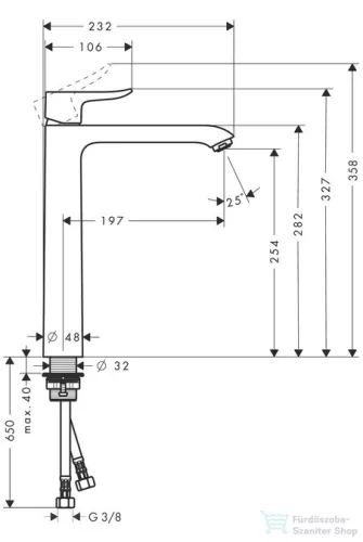 Hansgrohe METRIS magasított mosdócsaptelep króm 31184000