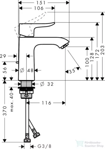 Hansgrohe METRIS mosdó csaptelep 110 LowFlow, automata leeresztővel, króm 31203000