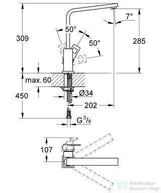 Grohe EUROCUBE EGYKAROS MOSOGATÓCSAP 1/2? matt szuperacél 31255DC0
