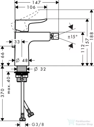 Hansgrohe Metris egykaros bidécsaptelep DN15 31280000