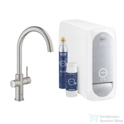   Grohe BLUE HOME C kifolyós csaptelep kezdőkészlet vízszűrő funkcióval,Supersteel 31455DC1
