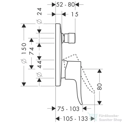Hansgrohe Metris egykaros, falsík alatti kádcsaptelep 31493000