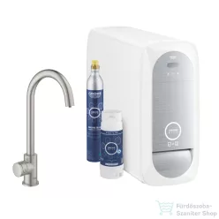   Grohe BLUE HOME C kifolyós Mono csaptelep kezdőkészlet vízszűrő funkcióval,Supersteel 31498DC1