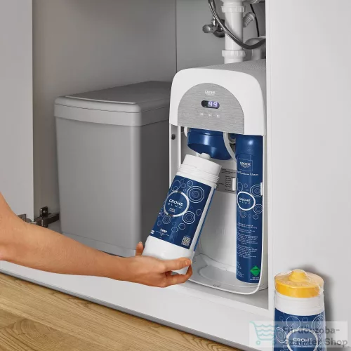 Grohe BLUE HOME C kifolyós Mono csaptelep kezdőkészlet vízszűrő funkcióval,Supersteel 31498DC1