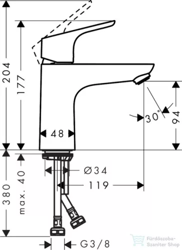 Hansgrohe FOCUS mosdó csaptelep 100 LowFlow, leeresztő nélkül, króm 31513000