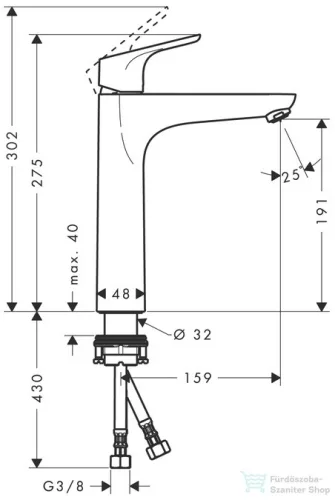Hansgrohe FOCUS mosdócsaptelep, lefolyógarnitúra nélkül króm 31518000
