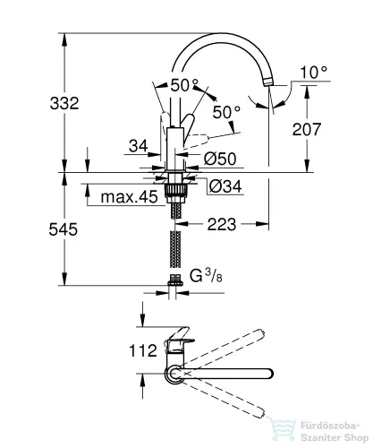 Grohe BAUCURVE EGYKAROS MOSOGATÓCSAP 1/2?  króm 31536001