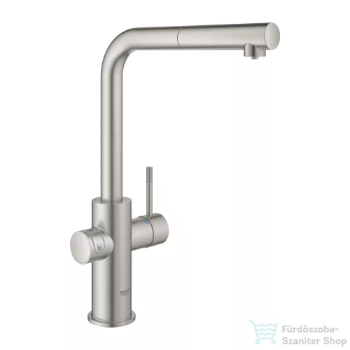 Grohe BLUE HOME L kifolyós,kihúzható fejes csaptelep kezdőkészlet vízszűrő funkcióval,Supersteel 31539DC0