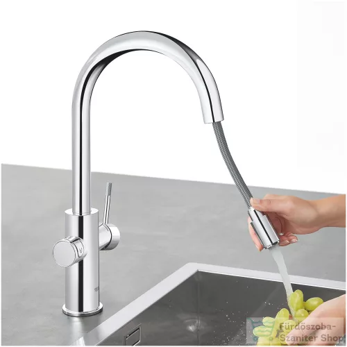 Grohe BLUE HOME C kifolyós,kihúzható fejes csaptelep kezdőkészlet vízszűrő funkcióval,Króm 31541000