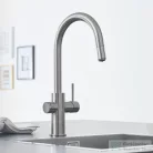 Grohe BLUE HOME C kifolyós,kihúzható fejes csaptelep kezdőkészlet vízszűrő funkcióval,Supersteel 31541DC0