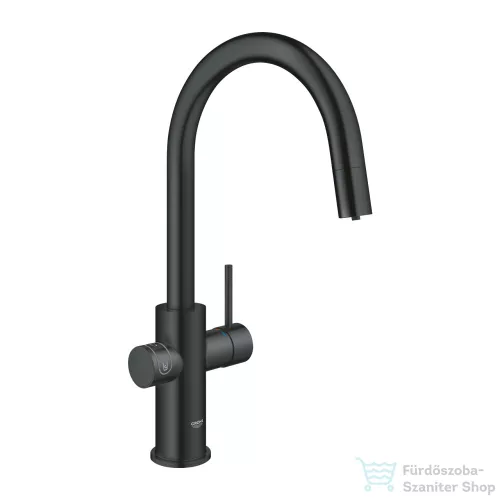 Grohe BLUE HOME C kifolyós,kihúzható fejes csaptelep kezdőkészlet vízszűrő funkcióval,Bársony fekete 31541KS0