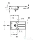 Grohe K200 ROZSDAMENTES ACÉL MOSOGATÓTÁLCA, CSEPEGTETŐVEL 31552SD1