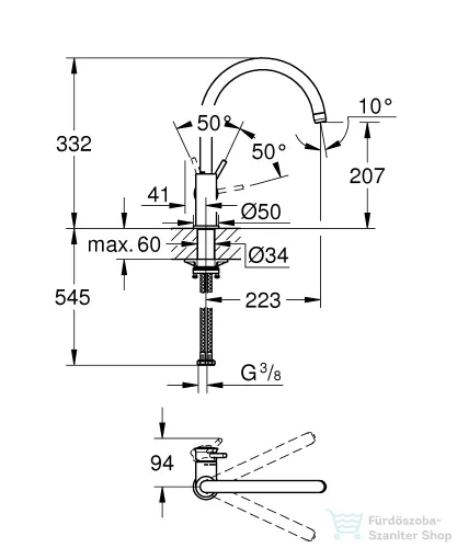 Grohe QuickFix  Start Classic egykaros mosogatócsap 1/2″, króm 31553001