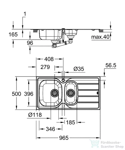 Grohe K200 ROZSDAMENTES ACÉL MOSOGATÓTÁLCA, CSEPEGTETŐVEL 31564SD1
