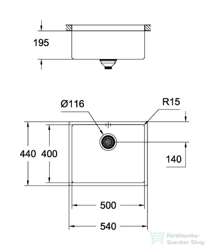 Grohe K700 UNDERMOUNT ROZSDAMENTES ACÉL MOSOGATÓTÁLCA rozsdamentes acél 31574SD1