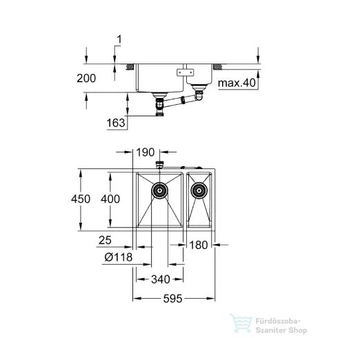 Grohe K700 UNDERMOUNT ROZSDAMENTES ACÉL MOSOGATÓTÁLCA rozsdamentes acél 31577SD1
