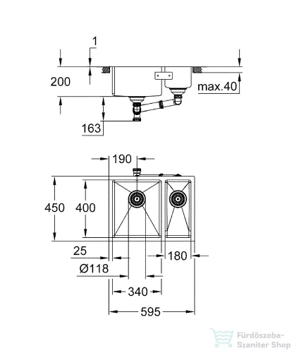 Grohe K700 UNDERMOUNT ROZSDAMENTES ACÉL MOSOGATÓTÁLCA rozsdamentes acél 31577SD1
