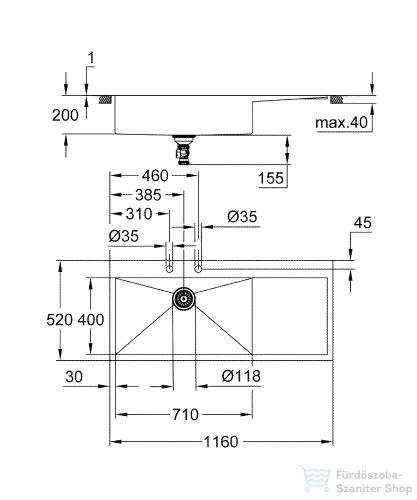 Grohe K1000 ROZSDAMENTES ACÉL MOSOGATÓTÁLCA, CSEPEGTETŐVEL 31581SD1