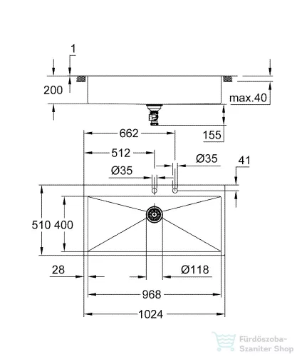 Grohe K800 ROZSDAMENTES ACÉL MOSOGATÓTÁLCA 31584SD1