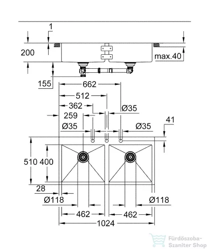 Grohe K800 ROZSDAMENTES ACÉL MOSOGATÓTÁLCA 31585SD1