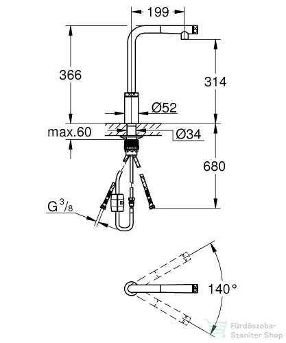 Grohe MINTA SMARTCONTROL MOSOGATÓ CSAPTELEP SMARTCONTROL VEZÉRLÉSSEL króm 31613000
