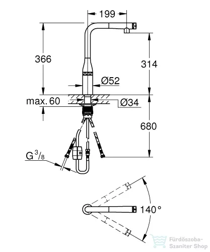 Grohe ESSENCE SMARTCONTROL MOSOGATÓ CSAPTELEP SMARTCONTROL VEZÉRLÉSSEL hard grafit 31615A00