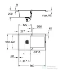 Grohe K500 KOMPOZIT MOSOGATÓTÁLCA CSEPEGTETŐVEL gránit fekete 31644AP0
